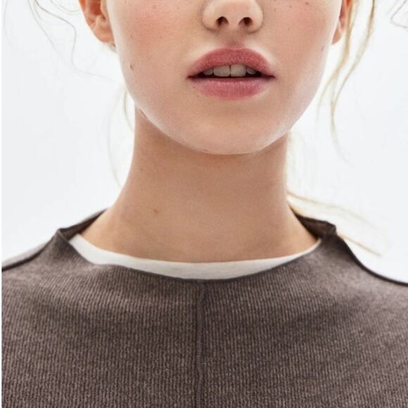 NEW WITH TAGS H&M Sweater XS Dark Beige Melange - Picture 2 of 16